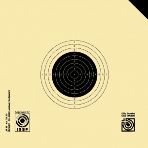 Gewehr 10 m, SSV/ISSF-Scheibe, mit Aufdruck schwarze Ecke (Probescheibe)