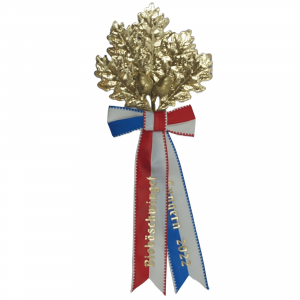 Zweig, 5 Blatt, in Eiche, ganz gold, 2 Eicheln