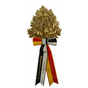 Zweig, 10 Blatt, in Eiche, ganz gold, 5 Eicheln