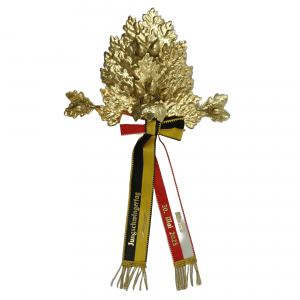 Schwertform gross, 24 Blatt, in Eiche, ganz gold, 7 Eicheln