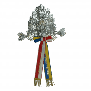 Schwertform gross, 24 Blatt, in Eiche, ganz silber, 7 Eicheln