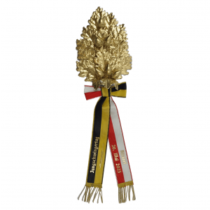 Zweig, 16 Blatt, in Eiche, ganz gold, 6 Eicheln