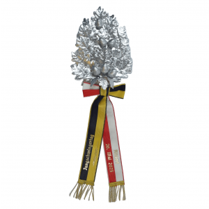 Zweig, 16 Blatt, in Eiche, ganz silber, 6 Eicheln