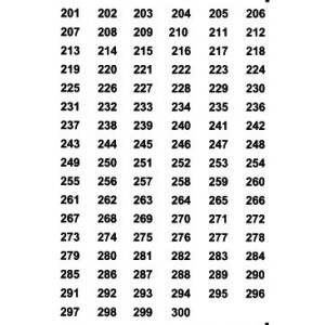 Blatt Selbstklebenummern, pro Blatt 100 Nummern
