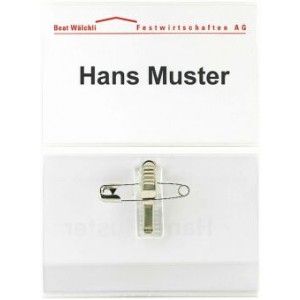 Kongress-Abzeichen, 85 x 55 mm, mit Combiclip/Nadel