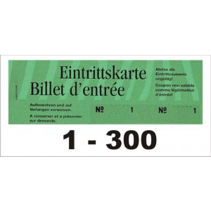 Block Eintrittsbillette, Serie zu 3 Block, 1-300