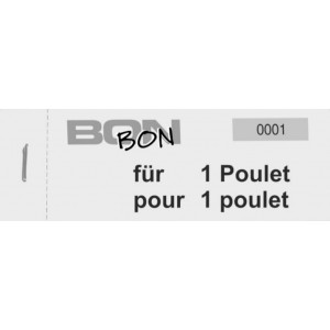 Block Verpflegungsbon --br-- "1 Poulet"